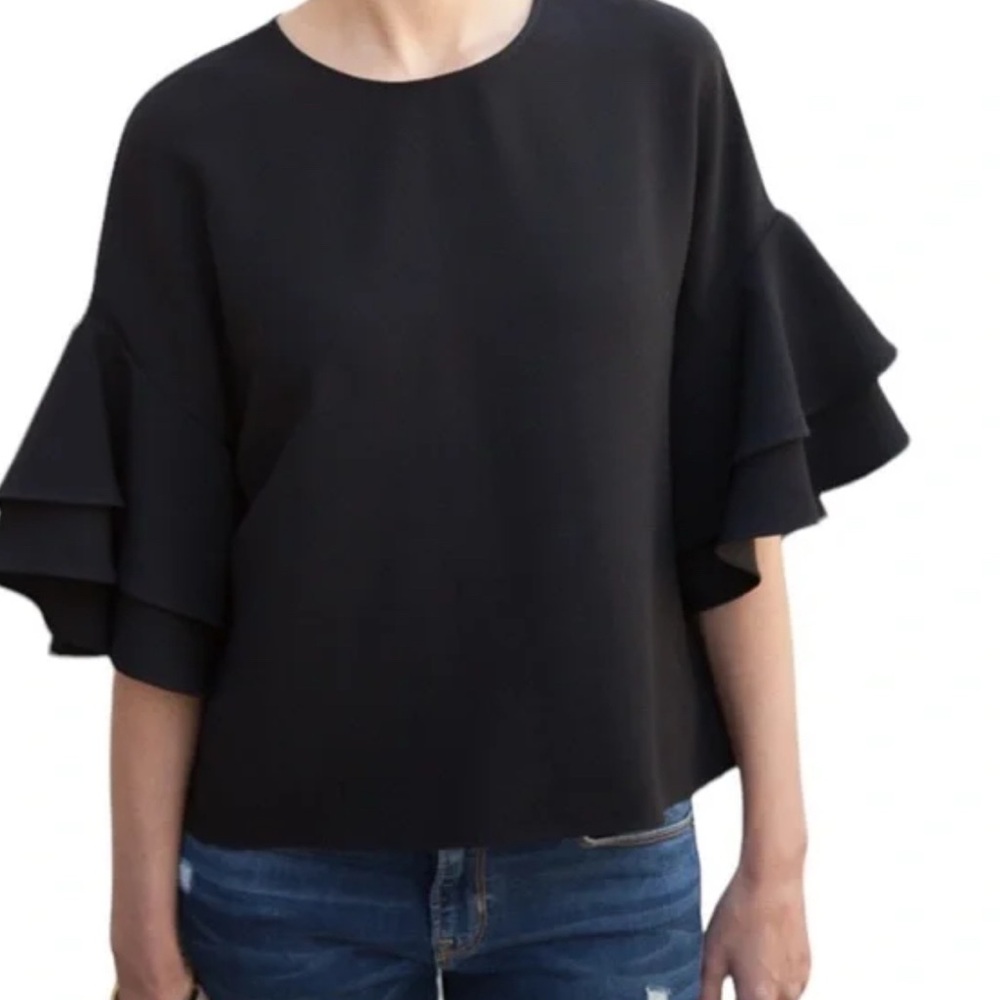 Zara Woman Black Ruffled Blouse Size S
